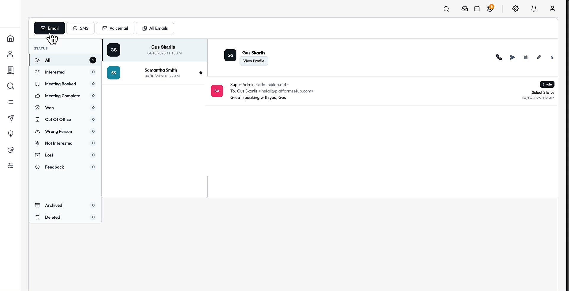 Unified inbox thumbnail