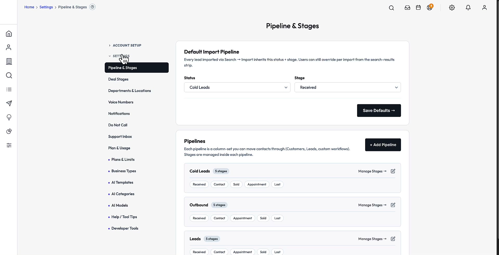 Business settings thumbnail